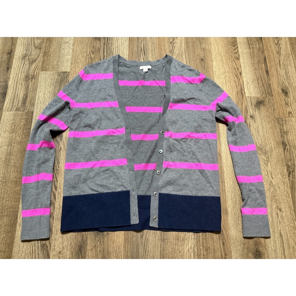 GAP Sweater, Women's Size Small, Pink Gray Blue, Striped, Button Up Cardigan
